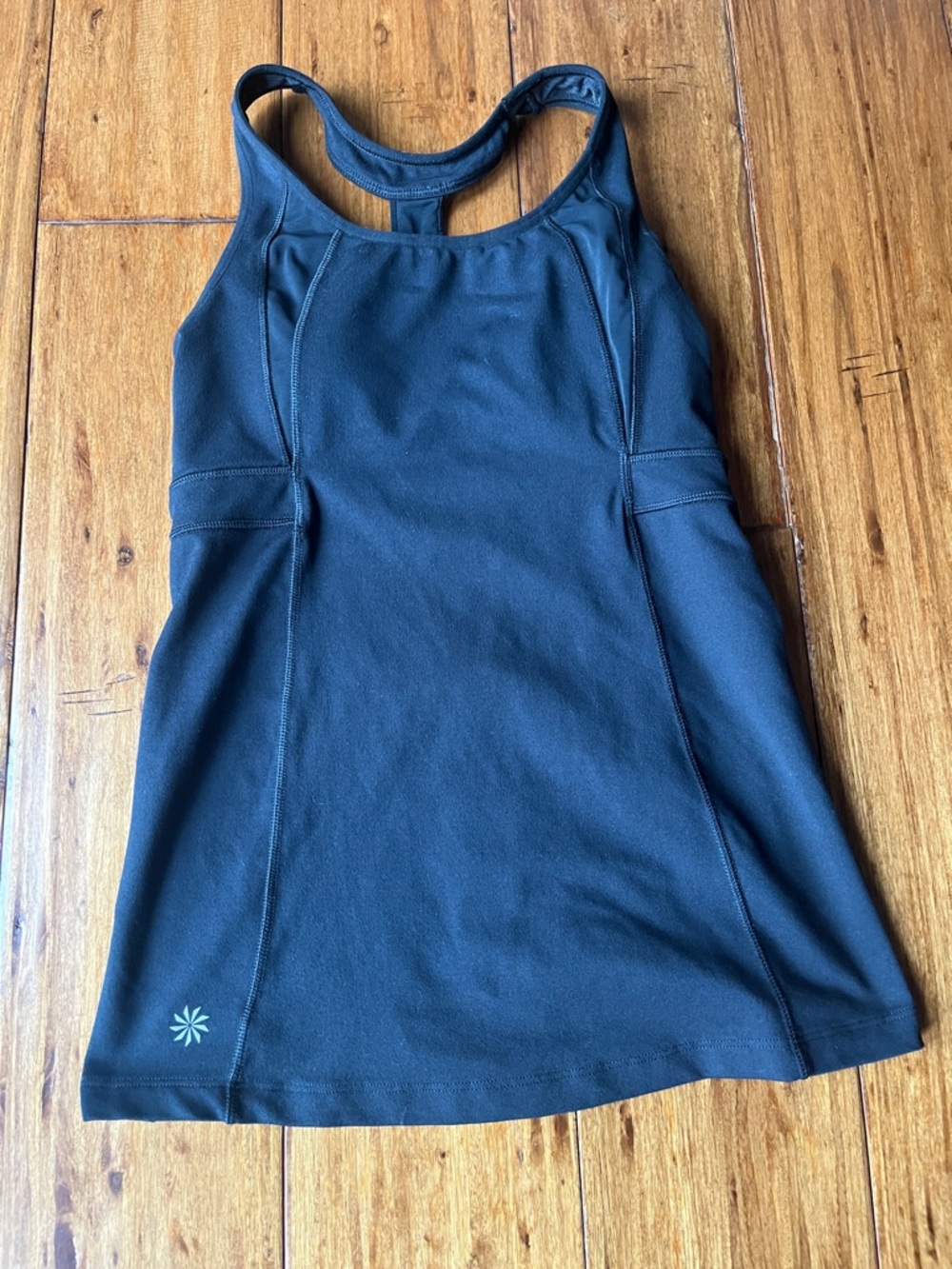 Black Athleta T Back Tank with Logo